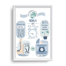 Laden Sie das Bild in den Galerie-Viewer, Geburtstagsanzeige Jungs Typ "Noah"