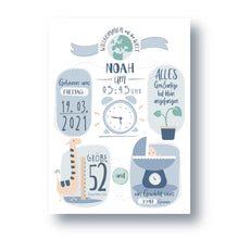 Laden Sie das Bild in den Galerie-Viewer, Geburtstagsanzeige Jungs Typ "Noah"