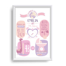 Laden Sie das Bild in den Galerie-Viewer, Geburtstagsanzeige Mädchen Typ &quot;Emilia&quot;
