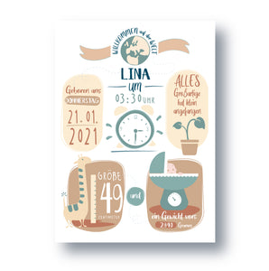 Geburtstagsanzeige Neutral Typ "Lina"